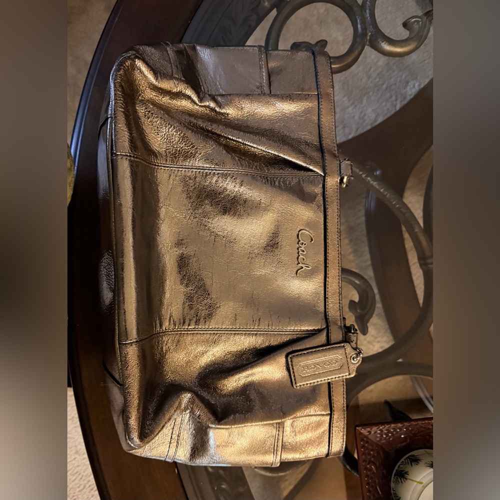 Coach Gallery Metallic Bronze Signature Lurex Tote - Picture 8 of 14